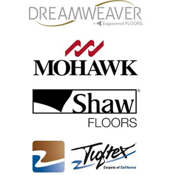 DREAM WEAVER, MOHAWK, SHAW, TUFTEX carpeting manufacturers